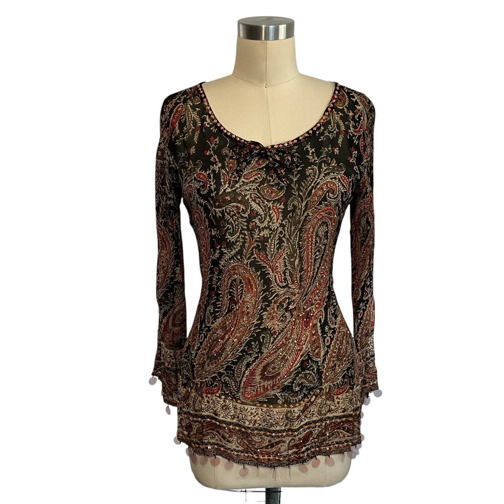 Aari Dark Multicolor Boho Blouse: Y2K, Modern